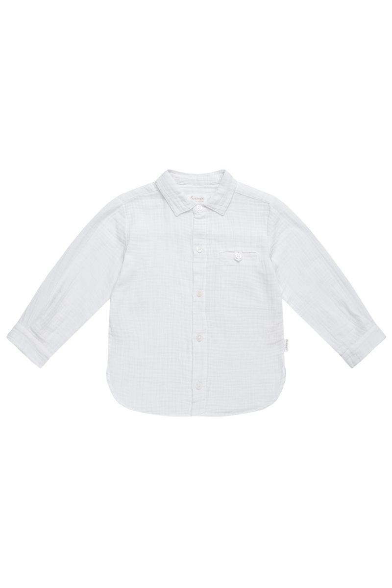 Muslin shirt with continuous button placket