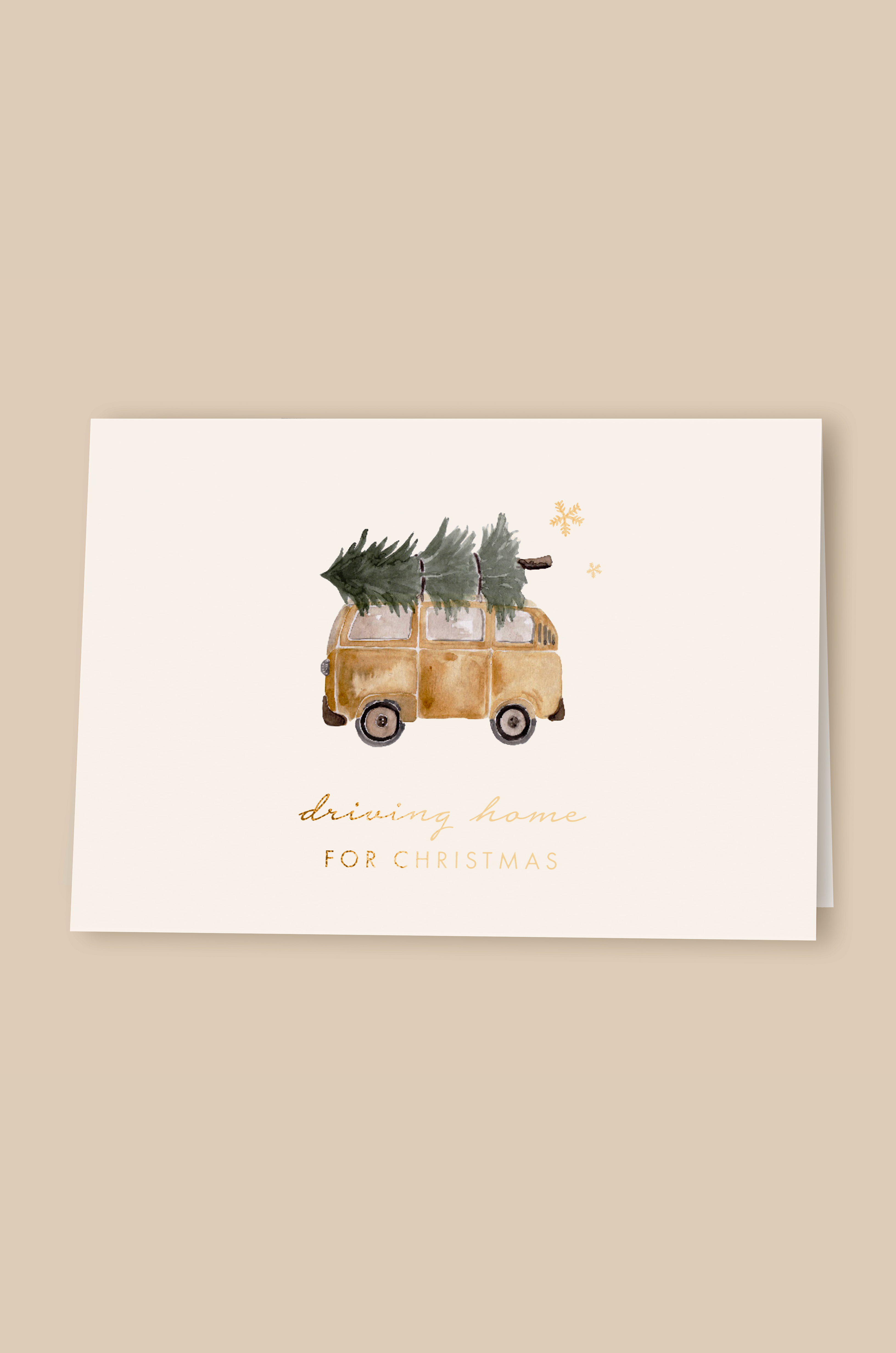 Greeting card bus "driving home for christmas" with envelope