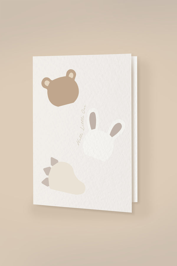 Greeting card animals "hello little one" with envelope