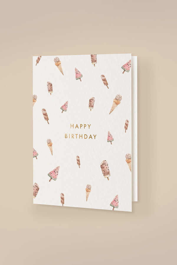 Klappkarte Ice Cream "Happy Birthday" mit Umschlag