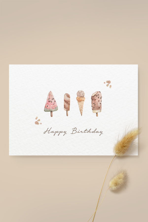 Postcard Ice Cream "Happy Birthday"