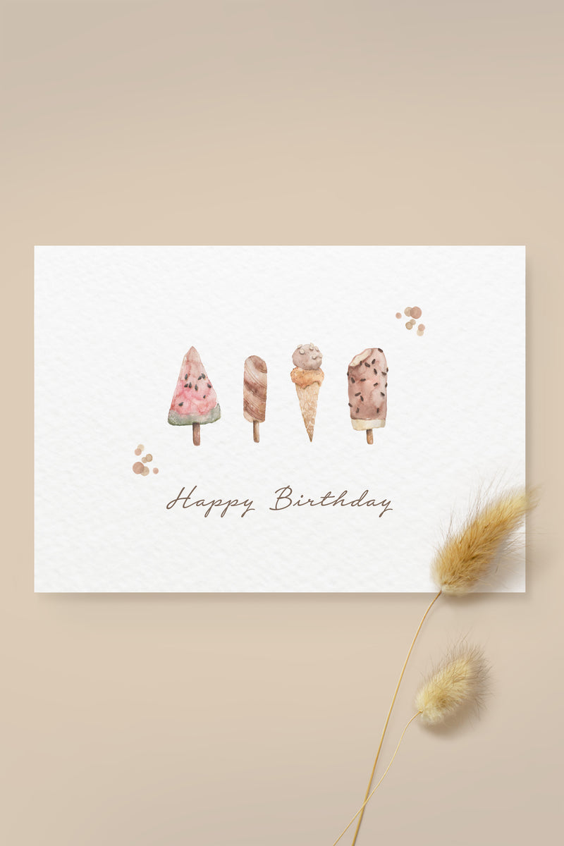 Postkarte Ice Cream "Happy Birthday"