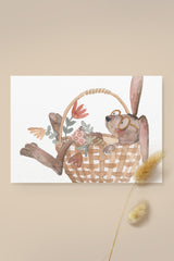 Postcard Easter bunny in a basket