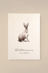 Wood Pulp Card Bunny 'Willkommen im Leben'