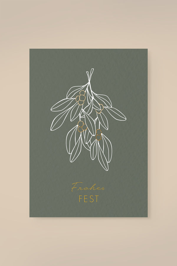 Postcard Mistletoe 'Frohes Fest'