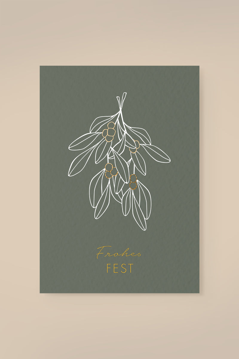 Postkarte Mistletoe "Frohes Fest"