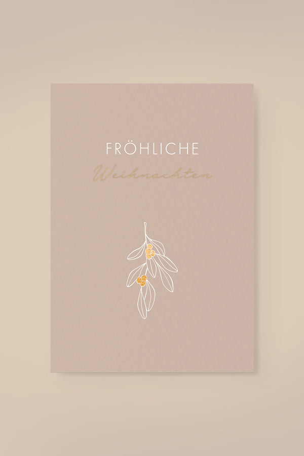 Postcard Mistletoe 'Fröhliche Weihnachten'