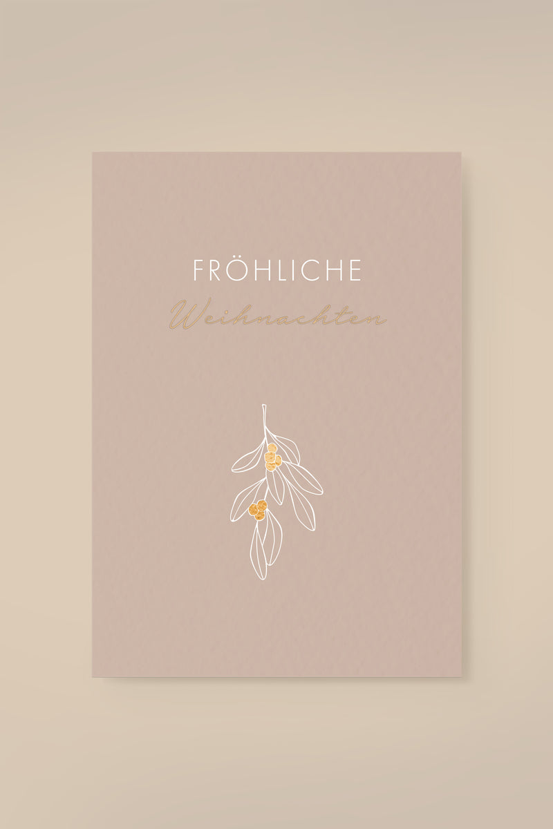 Postkarte Mistletoe "Fröhliche Weihnachten"