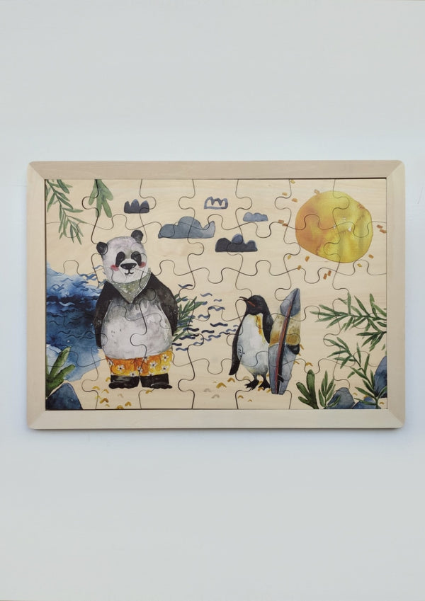 Holzpuzzle Panda & Pingu aus nachhaltigem Holz