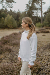 Mini-Me Strickpullover 'off-white' mit Rüschenkragen für Frauen