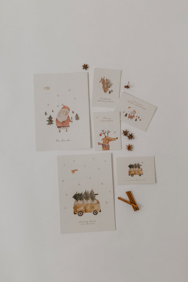 Poster Santa "Ho, Ho, Ho" aus Holzschliffpappe