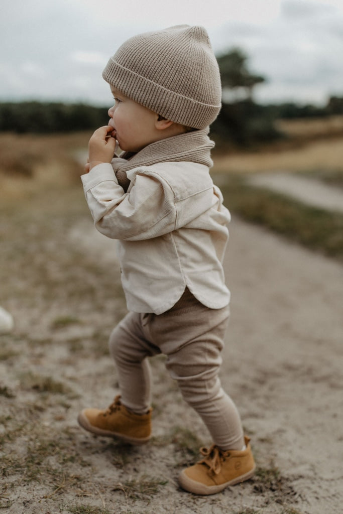 Strickmütze Aus Merinowolle Tan / 0-1 Jahr