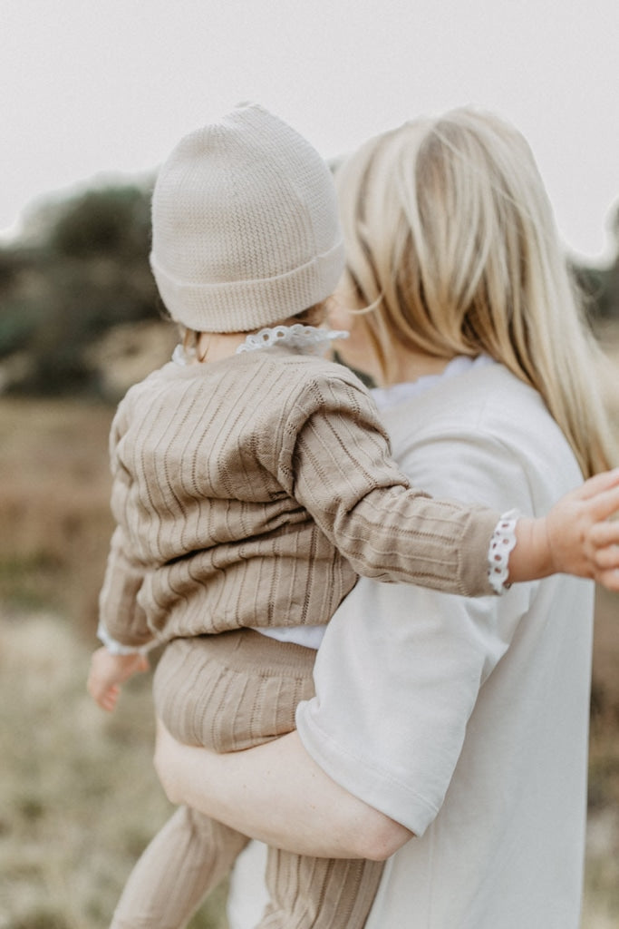 Strickmütze Aus Merinowolle Beige / 0-1 Jahr